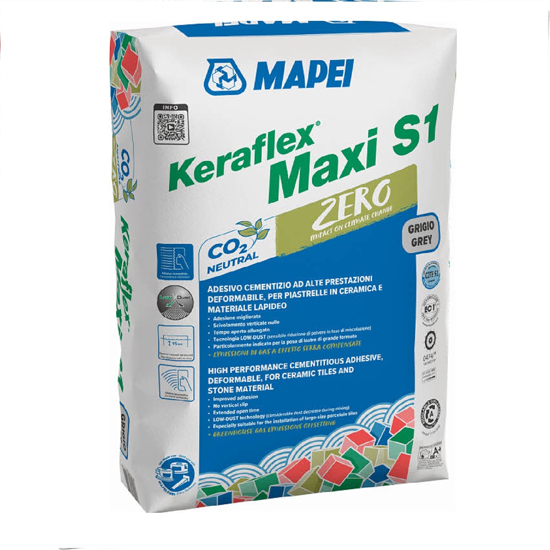 1202425 MAPEI KERAFLEX MAXI S1 ZERO SZÜRKE FLEXIBILIS CSEMPERAGASZTÓ C2TE S1 25 KG - (1202425) - Image 1
